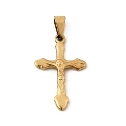 Золотой 201 подвески из нержавеющей стали, на Пасху, крест, золотые, 37x19x3.5 мм, отверстие : 9x3 мм