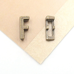 Letter F Тибетский стиль сплава Silde амулеты, Письмо ~ Z, античная бронза, Буква F, 11x5x4 мм, отверстие : 7x2 мм