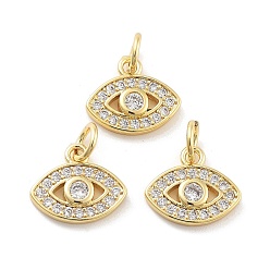 Настоящее золото 18K Покрытие стойки латунь микропаве прозрачные кубические циркониевые подвески, с целью перехода в кольце, лошадиный глаз , без кадмия и без свинца, долговечный, реальный 18 k позолоченный, 10x11x2 мм, отверстие : 3 мм