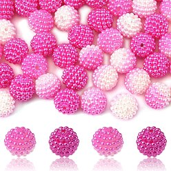 Ярко-Розовый 100 шт 2 стили имитация жемчуга акриловые бусины, Берри бисера, комбинированные бисером, круглые, ярко-розовый, 12 мм, отверстие : 1.5 мм, около 50 шт. / стиль