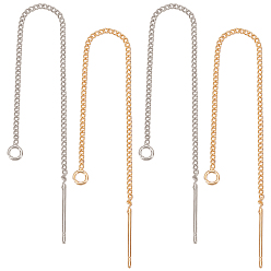 (52) Непрозрачная лаванда 24шт. 2 цвета латунные серьги-гвоздики фурнитура, с булавками и петлями из стерлингового серебра 925, ушные резьбы, настоящее золото и платина, 82~85x1 мм, штифты : 0.5 мм, 12 шт / цвет