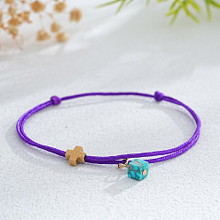 Фиолетовый Синтетические бирюзовые браслеты из бисера, регулируемые браслеты из плетеного шнура из полиэстера для женщин, куб и крест, с латунным, фиолетовые, 11.02 дюйм (28 см)