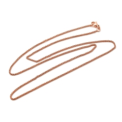 Розовое Золото 1.5мм стойка покрытие латунь пшеница цепи ожерелья для женщин мужчин, без кадмия и без свинца, 901 застежка из нержавеющей стали, долговечный, розовое золото , 23.62 дюйм (60 см)