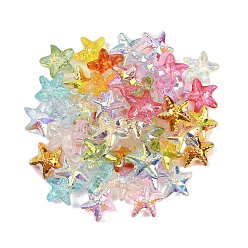 Морская звезда Стеклянные бусины с гальваническим покрытием на морскую тематику, окрашенная и подогревом, морская звезда, 14~14.5x15.5x7 мм, отверстие : 1 мм