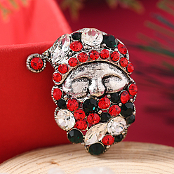 Santa Claus Брошь-булавка из золотистого сплава со стразами на рождественскую тематику, красочный, Дед Мороз