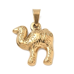 Golden 304 Stainless Steel Pendants, with 201  Stainless Steel Ice Pick Pinch Bails, Ion Plating, Camel Shape Charms, Golden, 18x16x3mm, Hole: 6x3mm