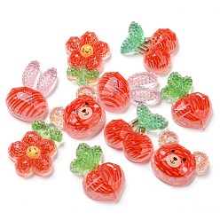 Mixed Shapes Plastic Cabochons, with Glitter Powder, Mixed Shape, Mixed Shapes, 18.5~25.5x17~22.5x6~7mm