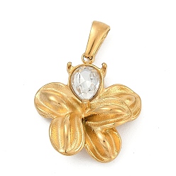 Кристалл 304 из нержавеющей стали горный хрусталь подвески, , золотые, кристалл, 25.5x23x7 мм, отверстие : 6.5 мм