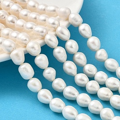 Желтая Старая Ткань  Нити из натурального культивированного пресноводного жемчуга, рис, класс 3, старое кружево, 9~10 мм, отверстие : 0.6 мм, около 35~36 шт / нитка, 15.55''~15.75'' (39.5~40 см)