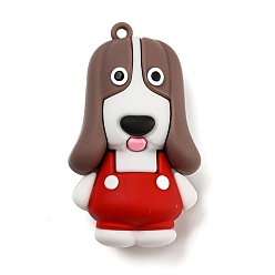 Кокосово-Коричневый Непрозрачные ПВХ пластиковые большие подвески, лабрадор очарование, кокосового коричневый, 55x32x20 мм, отверстие : 3 мм