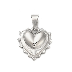 Нержавеющая Сталь Цвет 304 подвески из нержавеющей стали, шарма сердца, цвет нержавеющей стали, 18.5x18x3 мм, отверстие : 7x3.5 мм