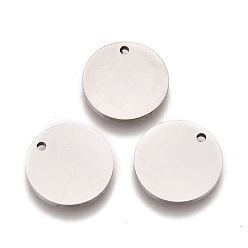 Нержавеющая Сталь Цвет Не тускнеющие 304 подвески из нержавеющей стали, зеркальная полировка, штамповка пустой метки, лазерная резка, плоско-круглые, цвет нержавеющей стали, 9.8x1 мм, отверстие : 0.9 мм