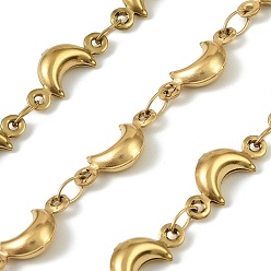 Настоящее золото 18K 304 цепи с лунными звеньями из нержавеющей стали, с катушкой, пайки, реальный 18 k позолоченный, 14x6x3.5 мм