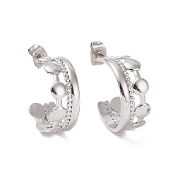 Нержавеющая Сталь Цвет Не тускнеют 304 плоские круглые серьги-гвоздики из нержавеющей стали, полукруглые серьги для женщин, цвет нержавеющей стали, 19x8 мм, штифты : 0.7 мм