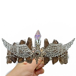 Дымчатый Кварц Резинки для волос из натурального дымчатого кварца, крылья с солнечными коронами-резинками для волос для женщин и девочек, 350x150 мм