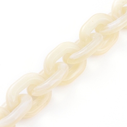 Wheat Transparent Acrylic Handmade Cable Chain, Oval, Wheat, 23.5x18x5mm, about 39.37 inch(1m)/strand