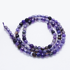 Indigo Natural Agate Beads Strands, Dyed & Heated, Round, Faceted, Indigo, 4mm, Hole: 0.5mm, about 92pcs/strand, 14.57 inch(37cm)