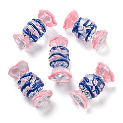 Синий Прозрачные бусины из акриловой эмали, бусины ручной работы, конфеты, синие, 30.5x17 мм, отверстие : 2.5 мм