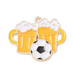 Light Gold Подвески из эмали и сплава, футбол с пивными украшениями, золотой свет, 23x28x1.5 мм, отверстие : 1.2 мм