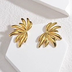 Настоящее золото 18K 304 серьги-гвоздики из нержавеющей стали для женщин, подсолнечник, слева и справа, реальный 18 k позолоченный, 38x24 мм
