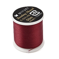 Dark Red MIYUKI Nylon Beading Thread for Seed Beads, Flat, Dark Red, 0.15x0.1mm, about 54.68 Yards(50m)/Roll