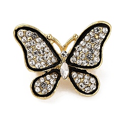 Бабочка Значки на лацкан из цинкового сплава со стразами для рюкзака, бабочка, 18x23.5 мм
