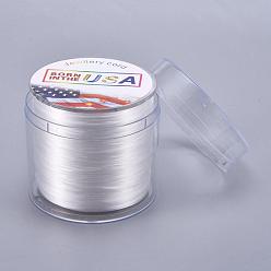 White Flat Elastic Crystal String, Elastic Beading Thread, for Stretch Bracelet Making, White, 0.5mm, about 328.08 yards(300m)/roll