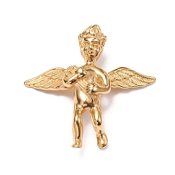 Золотой 304 подвески из нержавеющей стали, Амур / херувим / ангел, золотые, 46.5x46x13 мм, отверстие : 7x3 мм