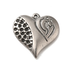Stainless Steel Color Non-Tarnish 304 Stainless Steel Pendant Rhinestone Settings, Heart, Stainless Steel Color, Fit for 1.6mm Rhinestone, 26x25.5x3.5mm, Hole: 1.5mm