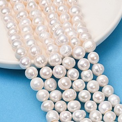 Old Lace Natural Cultured Freshwater Pearl Beads Strands, Potato, Grade 2A++, Old Lace, 9~10mm, Hole: 0.6mm, about 42pcs/strand, 13.98''(35.5cm)