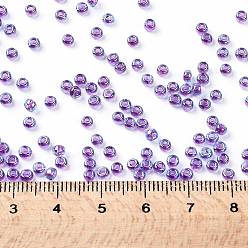 (252) Inside Color Aqua/Purple Lined TOHO Round Seed Beads, Japanese Seed Beads, (252) Inside Color Aqua/Purple Lined, 8/0, 3mm, Hole: 1mm, about 1110pcs/50g