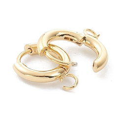 Real 24K Gold Plated 201 Stainless Steel Huggie Hoop Earring Findings, with Horizontal Loop and 316 Surgical Stainless Steel Pin, Real 24K Gold Plated, 16x13.5x2.5mm, Hole: 2.5mm, Pin: 1mm