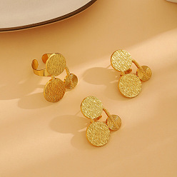 Плоский Круглый Серьги-гвоздики и кольца-манжеты из сплава, золотые, плоско-круглые, 43x27 мм