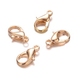 Light Gold Zinc Alloy Lobster Claw Clasps, Parrot Trigger Clasps, Cadmium Free & Lead Free, Light Gold, 14x8mm, Hole: 1.8mm
