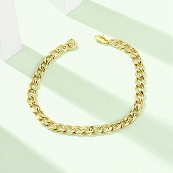 Настоящее золото 18K 304 Браслеты из нержавеющей стали с кубинским плетением для женщин, ионное покрытие (ip), реальный 18 k позолоченный, 8.27 дюйм (21 см)