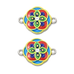 Платина 3d напечатанный сплав коннектор со стразами, красный цветок, платина, пригодный для стразов 1 мм, 24x18x3.5 мм, отверстие : 1.8 мм