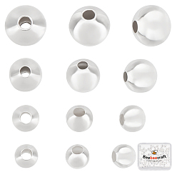 Посеребрённый 200 шт. 4 стили латунные бусины-проставки, долговечный, круглые, 925 серебро покрытием, 3.5~6x3.5~5.5 мм, отверстие : 1.4~2 мм, 50 шт / стиль