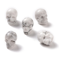 Howlite Natürliche Howlith Perlen, Halloween-Schädel, 11~11.5x8.5~9x11~11.5 mm, Bohrung: 0.9~1 mm