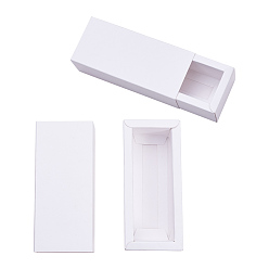 White Kraft Paper Drawer Box, Folding Box, Drawer Box, Rectangle, White, Finished Product: 12.1x5.1cm, Inside Size: 10.6x3.6x3.5cm, 20pcs/set