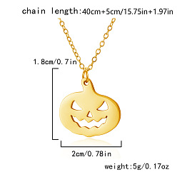 Тыква Хэллоуин 304 подвески из нержавеющей стали с лазерной резкой, золотые, тыква, 15.75 дюйм (40 см), Кулон : 20x18 мм