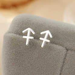 Стрелец 925 стерлингового серебра серьги стержня, серебряные, Стрелец, 10x10 мм