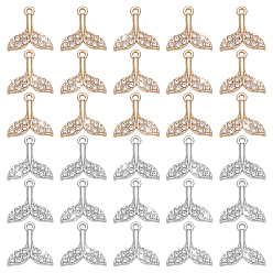 (52) Непрозрачная лаванда 40шт 2 цветной сплав подвески со стразами, рыбий хвост, разноцветные, 16.5x16x3 мм, отверстие : 1.5 мм, 20 шт / цвет