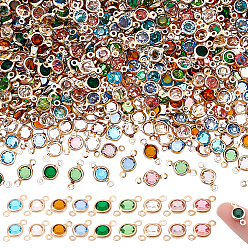 (52) Непрозрачная лаванда 225шт. 9 цвета латунь с гранеными стеклянными звеньями, соединительные подвески, плоско-круглые, золотые, разноцветные, 13.5x7x3 мм, отверстие : 1.4 мм, 25 шт / цвет