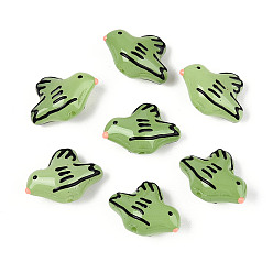 Темный Морско-зеленый Эмалевые бусины ручной работы в технике лэмпворк, птица, темно-зеленый, 14~14.8x20~20.3x9~9.8 мм, отверстие : 0.8~0.9 мм