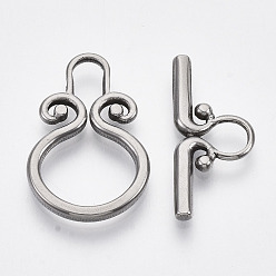 Stainless Steel Color Non-Tarnish 304 Stainless Steel Toggle Clasps, Ring, Stainless Steel Color, Ring: 23x15x2mm, Hole: 7x4mm, Bar: 22x10x2, Hole: 5mm