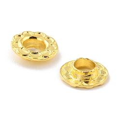 Golden 925 Sterling Silver Grommet Eyelet Findings, for Bag Making, Flat Round with Flower Pattern, Real 18K Gold Plated, 0.6x0.2cm, Hole: 3mm