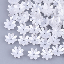 White Opaque Resin Imitation Pearl Bead Caps, Multi-Petal, Flower, White, 10x10x2.5mm, Hole: 1.2mm