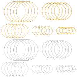 Золотой & Серебряный 300шт. 10 стили латунные соединительные кольца, Кольцевая форма, золотой и серебряный, 10~30x0.7~1 мм, 30 шт / стиль
