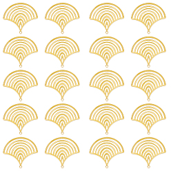 Raw(Unplated) 20Pcs Brass Pendants, DIY Accessories, for Bracelets, Earrings, Necklaces, Hollow, Fan, Raw(Unplated), 32.5x34.5x1mm, Hole: 1.2mm