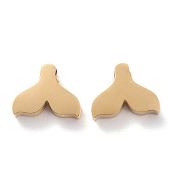 Золотой Ионное покрытие (ip) 304 брелоки из нержавеющей стали, форма китового хвоста, золотые, 8.2x10.4x3 мм, отверстие : 1.8 мм